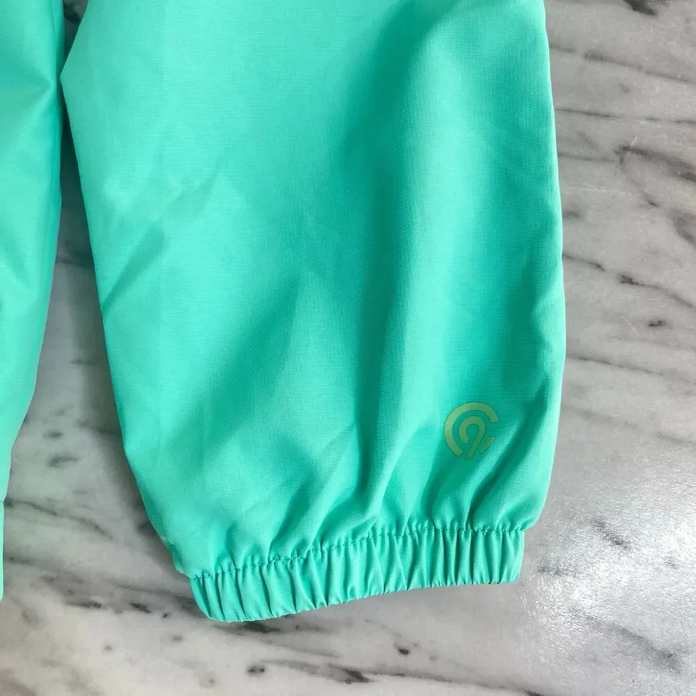 C9 Champion Girls Hooded Windbreaker Jacket Youth Large Teal Lightweight Zip Up